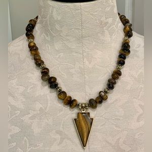Genuine Tigers Eye Handmade Necklace. 20 inch without pendant. Pendant adds 2".